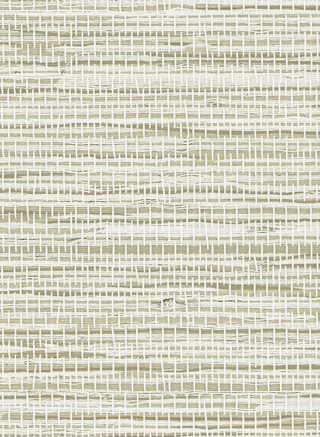 JiffDiff Grasscloth Wallpaper Peel and Stick Cream Grassweave Peel & Stick Wallpaper Textured Wallpaper Contact Paper 17.3"x118" - Image 1